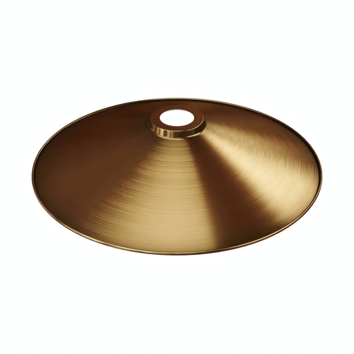 Abat-jour plat en métal émaillé Ø 30 cm pour douille E27 — Blanc et bronze satiné
