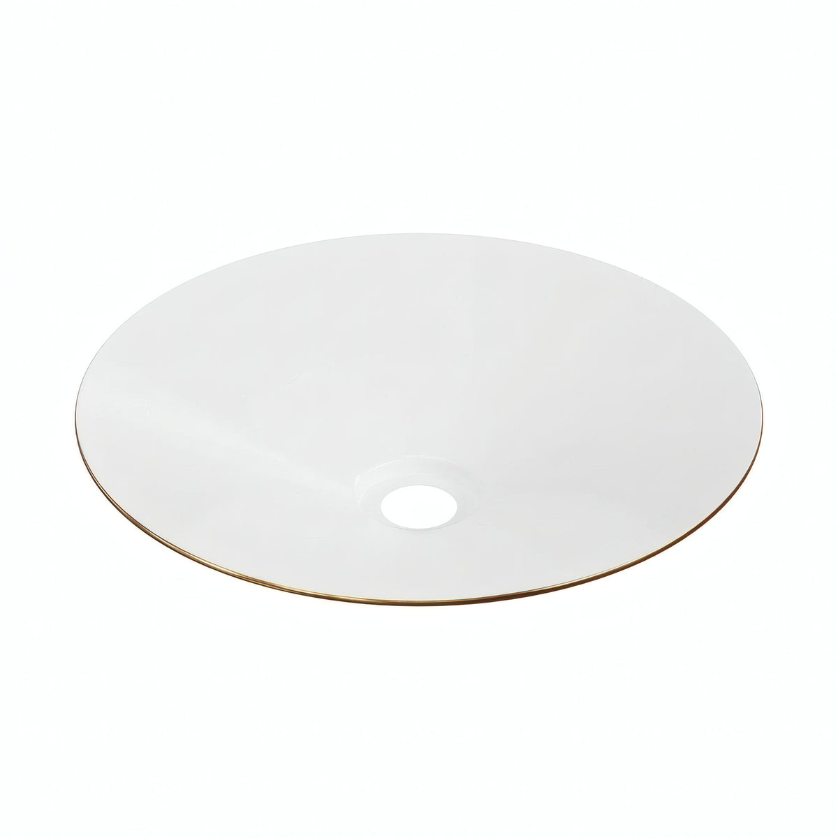 Abat-jour plat en métal émaillé Ø 30 cm pour douille E27 — Blanc et bronze satiné