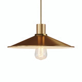 Abat-jour plat en métal émaillé Ø 30 cm pour douille E27 — Blanc et bronze satiné