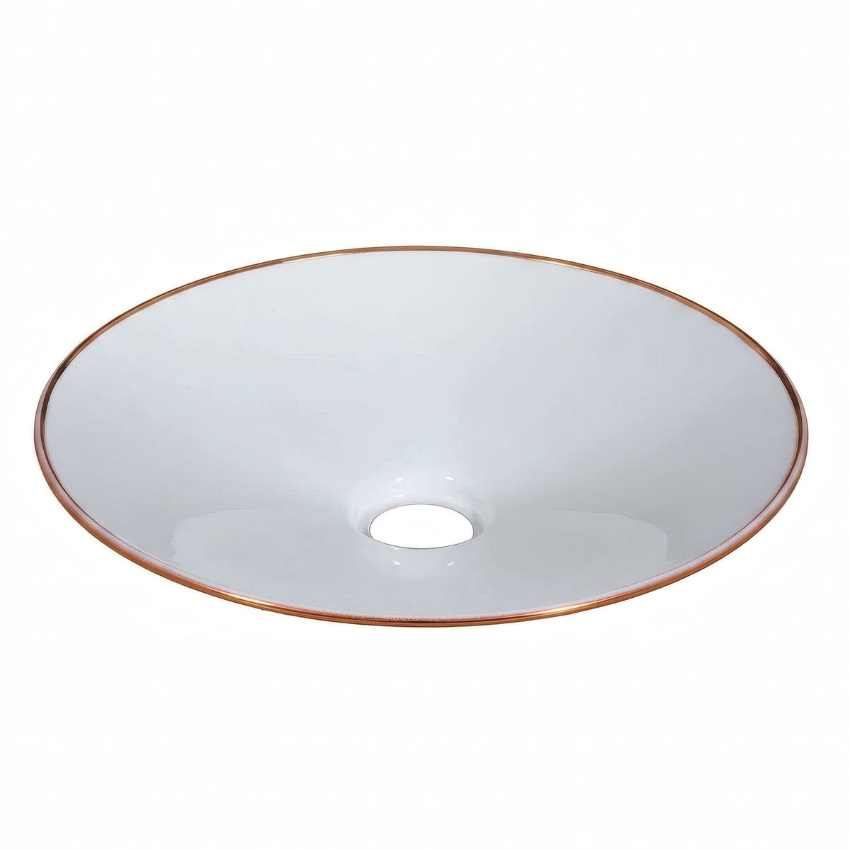 Abat-jour plat en métal émaillé Ø 30 cm pour douille E27 — Blanc et cuivre