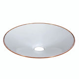 Abat-jour plat en métal émaillé Ø 30 cm pour douille E27 — Blanc et cuivre