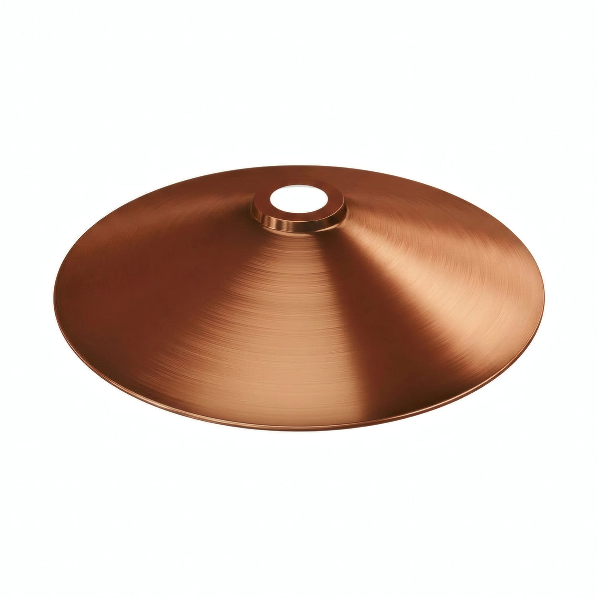 Abat-jour plat en métal émaillé Ø 30 cm pour douille E27 — Blanc et cuivre satiné