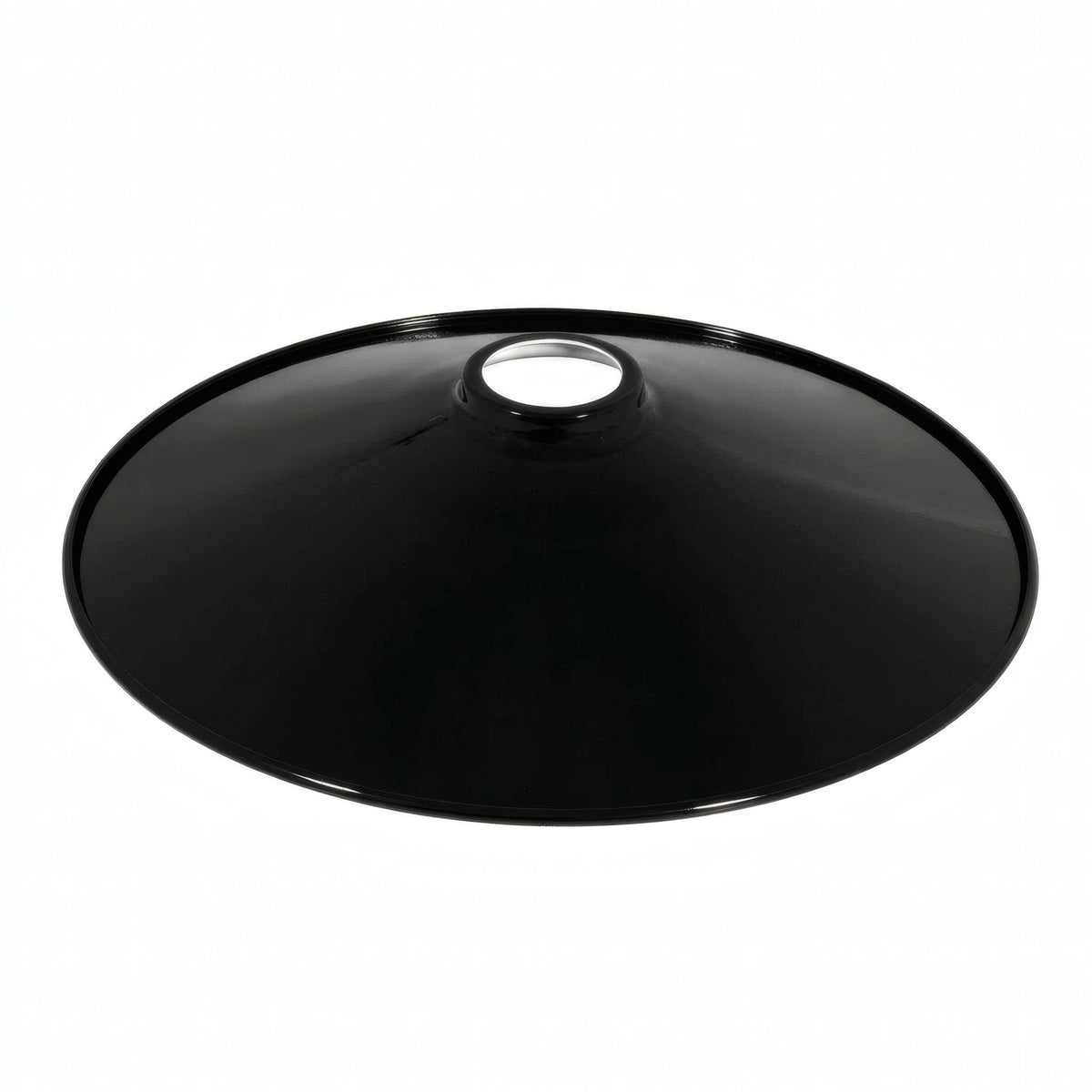 Abat-jour plat en métal émaillé Ø 30 cm pour douille E27 — Blanc et noir