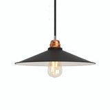 Abat-jour plat en métal émaillé Ø 30 cm pour douille E27 — Blanc et noir