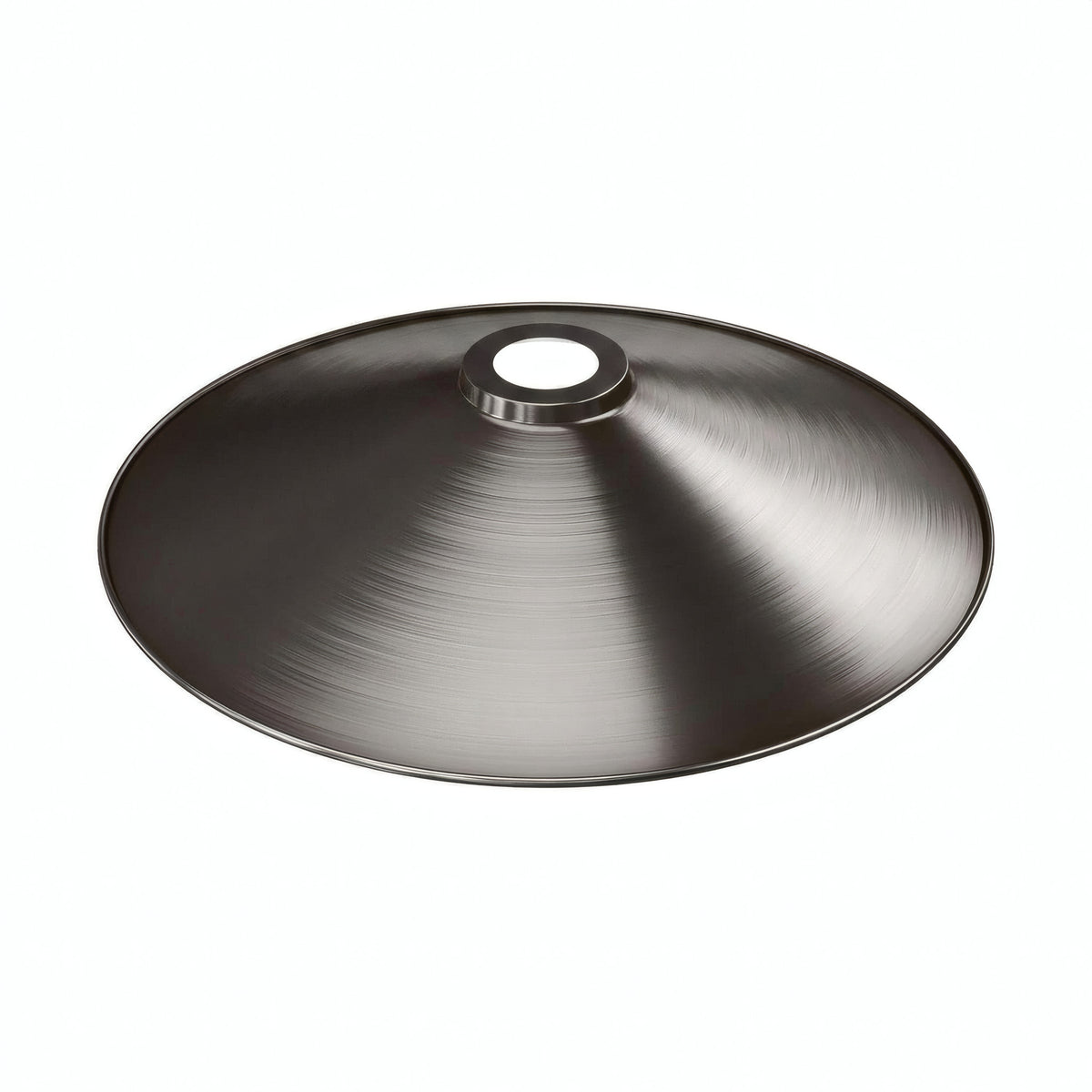 Abat-jour plat en métal émaillé Ø 30 cm pour douille E27 — Blanc et titane satiné