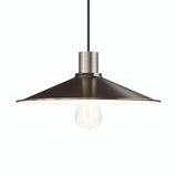 Abat-jour plat en métal émaillé Ø 30 cm pour douille E27 — Blanc et titane satiné