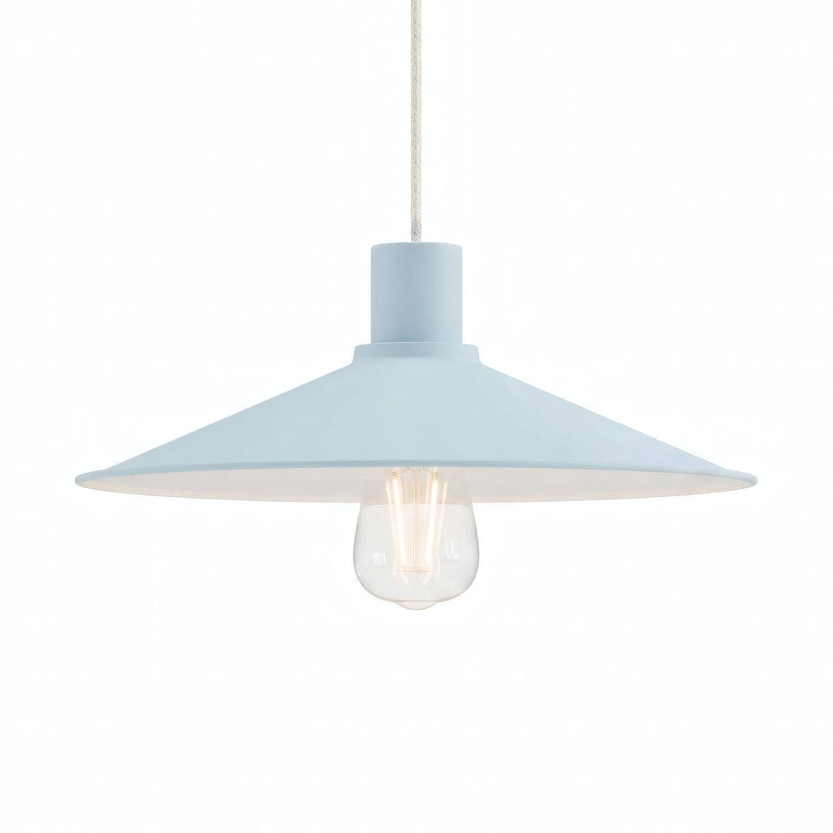 Abat-jour plat en métal émaillé Ø 30 cm pour douille E27 — Bleu ciel
