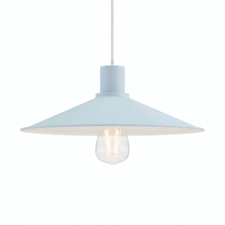 Abat-jour plat en métal émaillé Ø 30 cm pour douille E27 — Bleu ciel