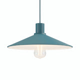 Abat-jour plat en métal émaillé Ø 30 cm pour douille E27 — Bleu pétrole