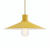 Abat-jour plat en métal émaillé Ø 30 cm pour douille E27 — Jaune moutarde