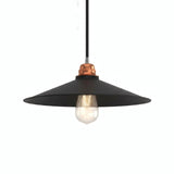 Abat-jour plat en métal émaillé Ø 30 cm pour douille E27 — Noir