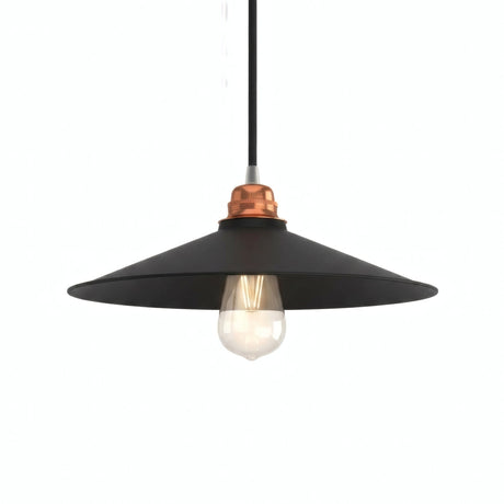 Abat-jour plat en métal émaillé Ø 30 cm pour douille E27 — Noir