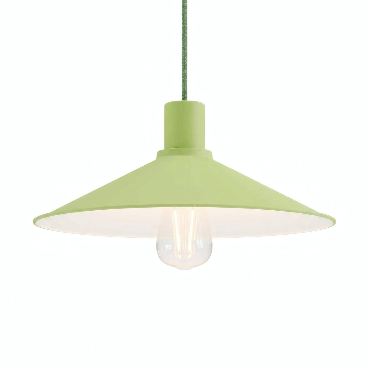 Abat-jour plat en métal émaillé Ø 30 cm pour douille E27 — Vert prairie