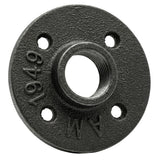 Bride 4 trous 3/4 pouce fonte noire — vue en perspective