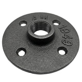 Bride de plancher 4 trous 1/2 pouce fonte noire — vue 3/4