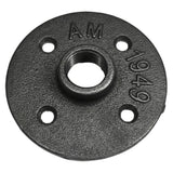 Bride 4 trous 1/2 pouce fonte noire — vue de face