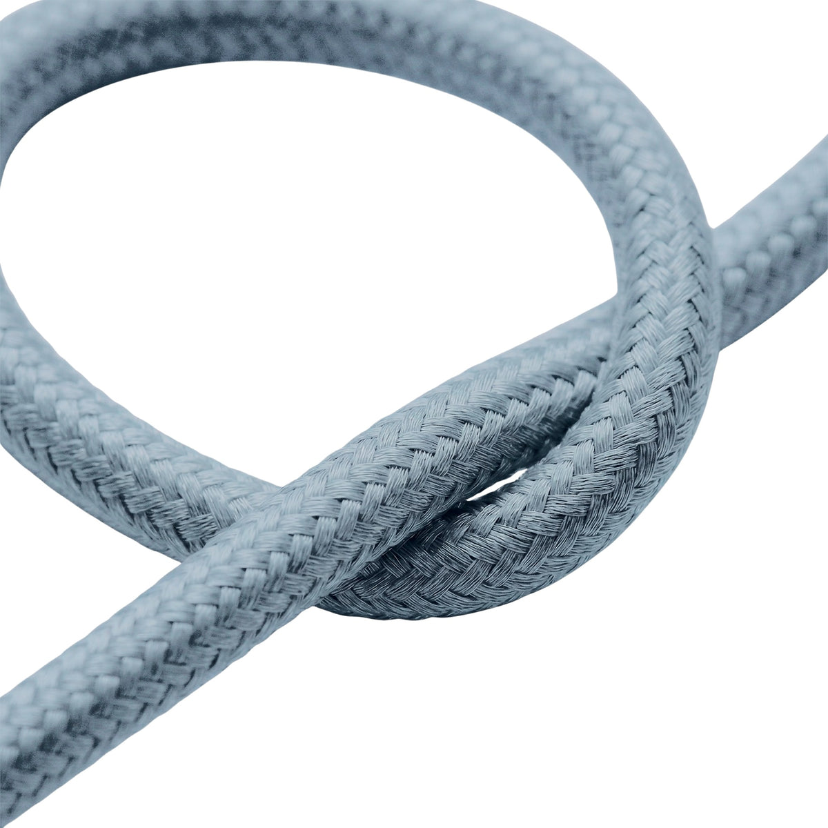 Câble textile rond en coton Bleu océan – détail de la tresse