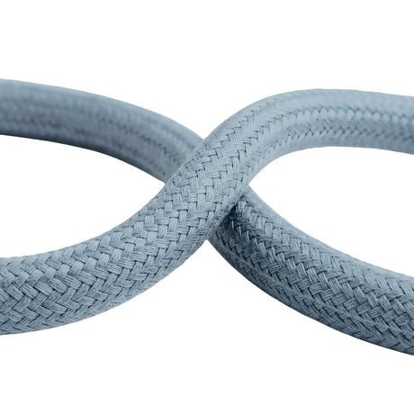 Câble textile rond en coton Bleu océan – rouleau en gros plan