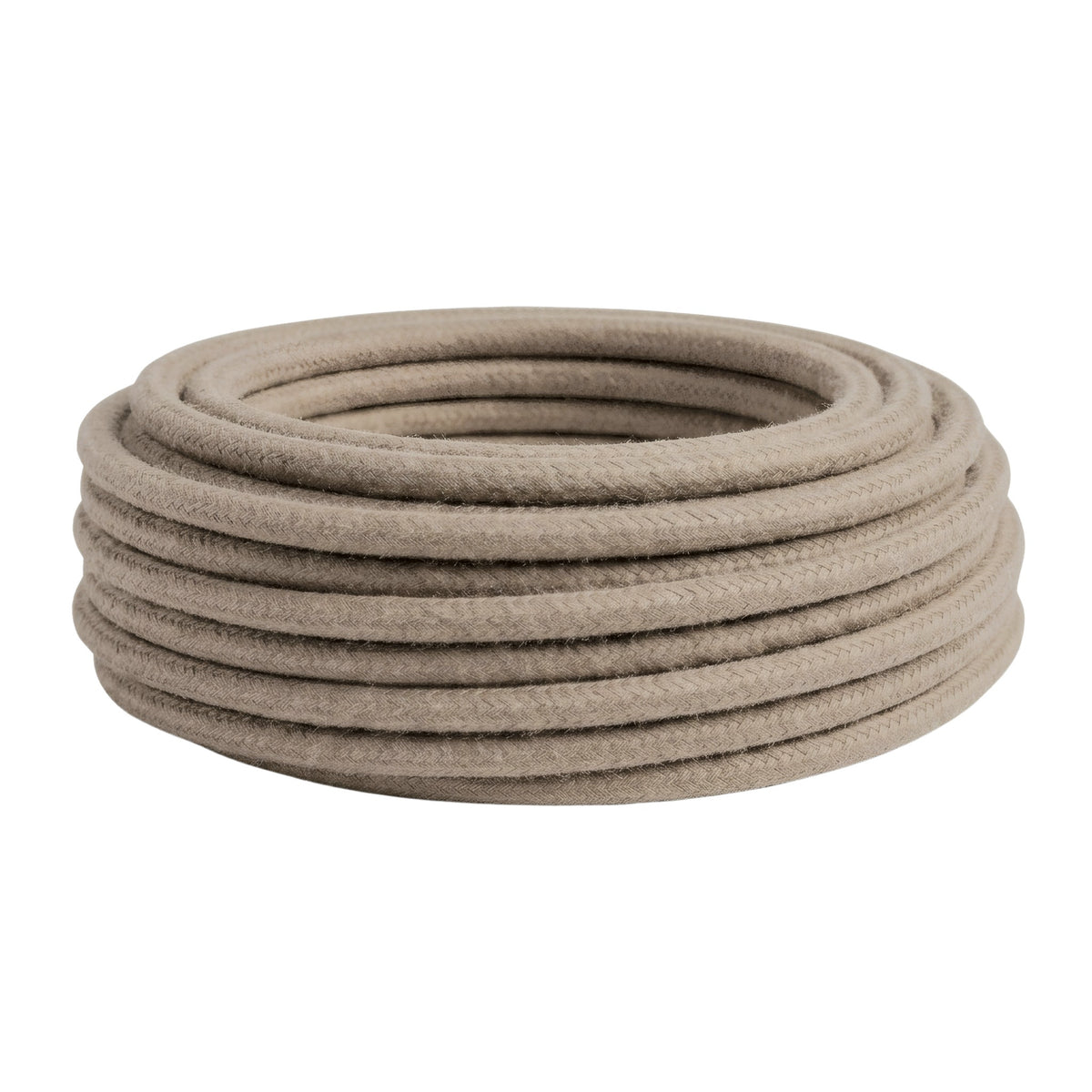 Câble textile rond en coton Gris tourterelle – rouleau vu de profil