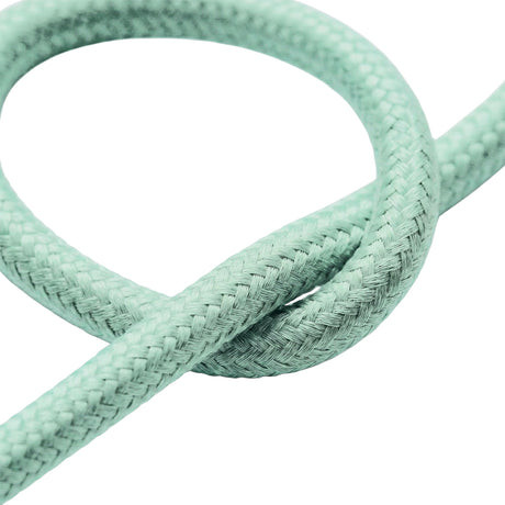 Câble textile rond en coton Lait menthe – détail de la tresse