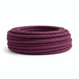 Câble textile rond en coton Lie de vin – rouleau vu de profil