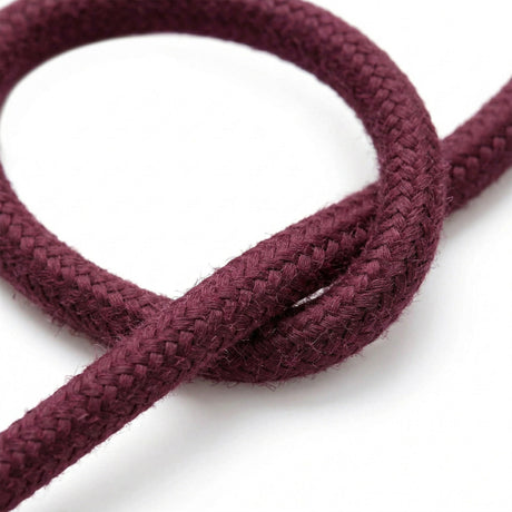 Câble textile rond en coton Lie de vin – détail de la tresse