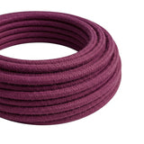 Câble textile rond en coton Lie de vin – rouleau en gros plan
