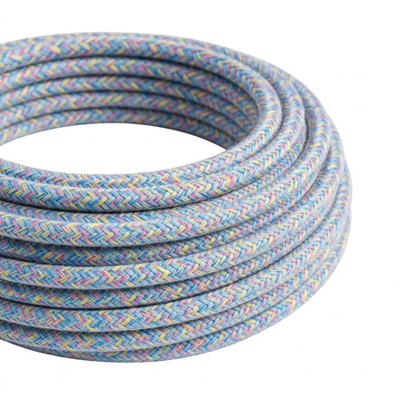 Câble textile rond en coton Lollipop – rouleau en gros plan
