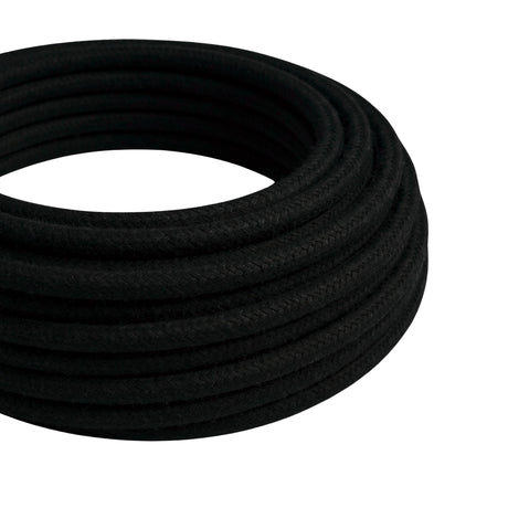 Câble textile rond en coton Noir charbon