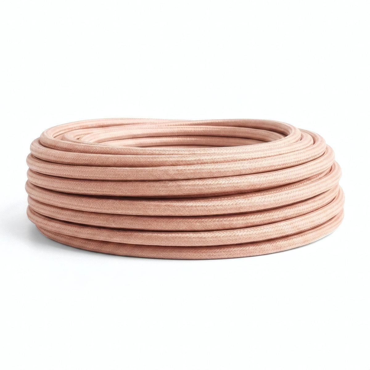 Câble textile rond en coton Saumon – photo sur fond blanc (2/2)