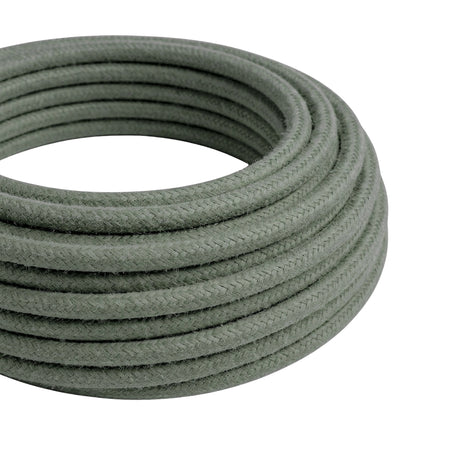 Câble textile rond en coton Vert sauge