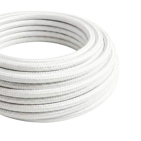 Câble textile rond effet soie Blanc optique