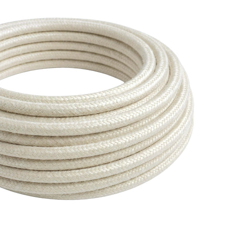 Câble textile rond effet soie Blanc perle