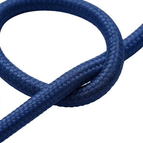 Câble textile rond effet soie Bleu classique