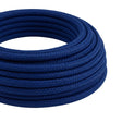 Câble textile rond effet soie Bleu classique