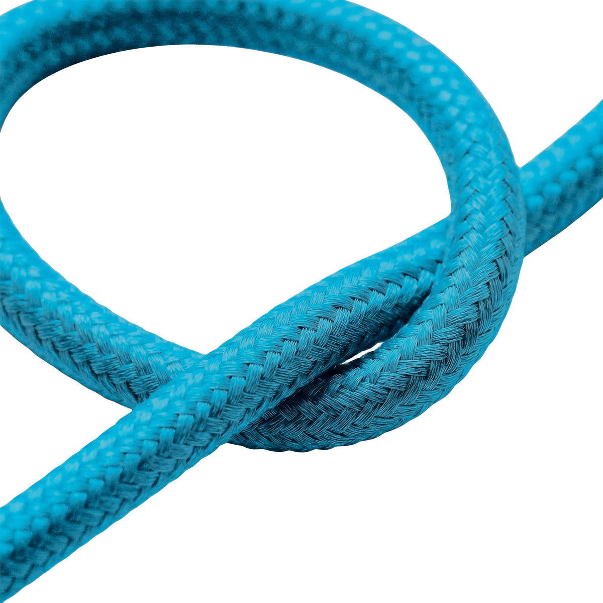Câble textile rond effet soie Bleu cyan