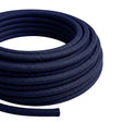 Câble textile rond effet soie Bleu profond