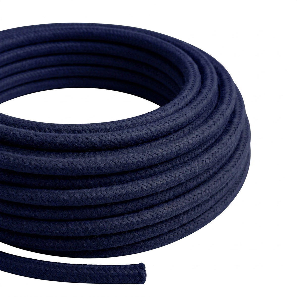 Câble textile rond effet soie Bleu profond