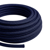 Câble textile rond effet soie Bleu profond