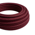 Câble textile rond effet soie Bordeaux
