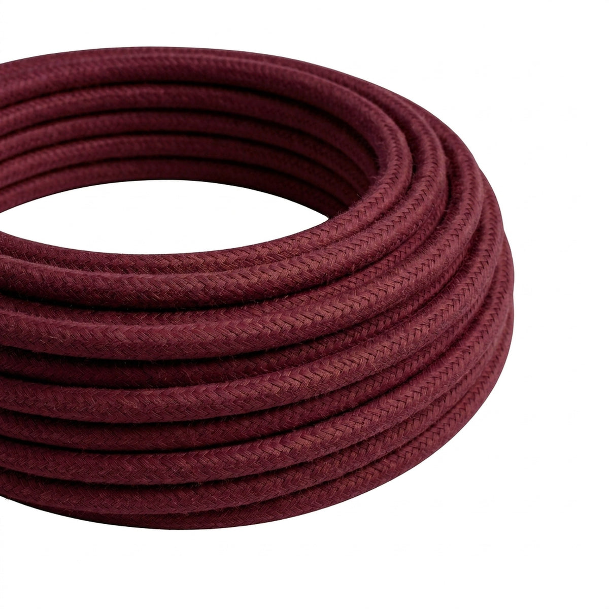 Câble textile rond effet soie Bordeaux