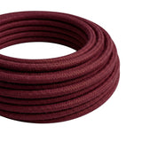 Câble textile rond effet soie Bordeaux