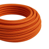 Câble textile rond effet soie Orange flamme