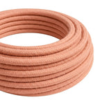 Câble textile rond effet soie Pêche