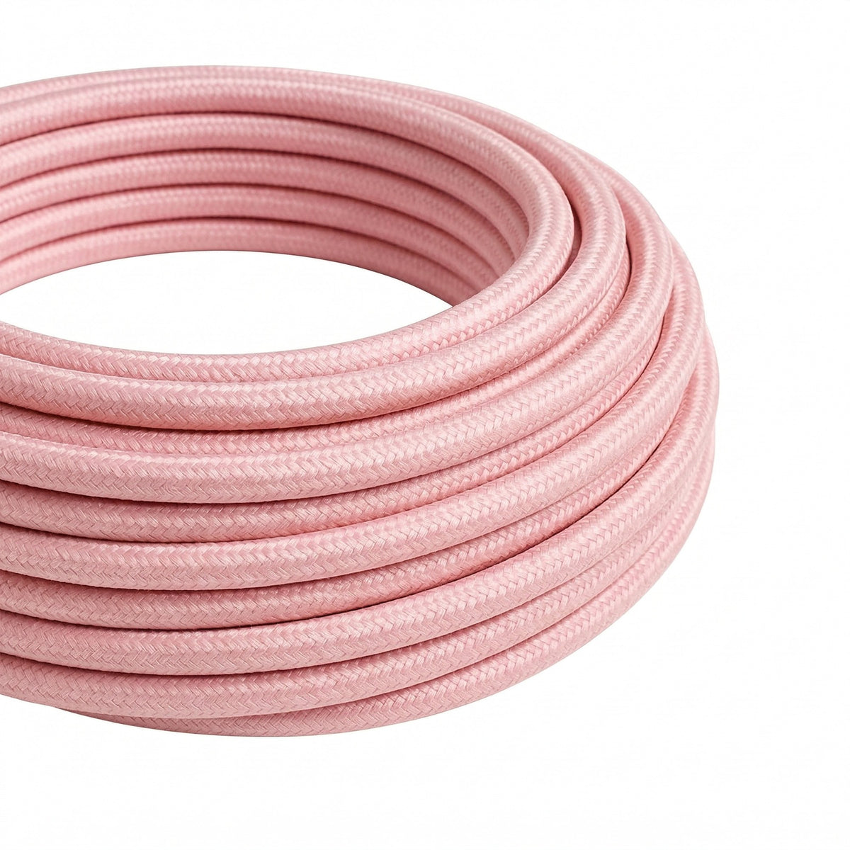 Câble textile rond effet soie Rose pâle