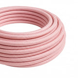 Câble textile rond effet soie Rose pâle