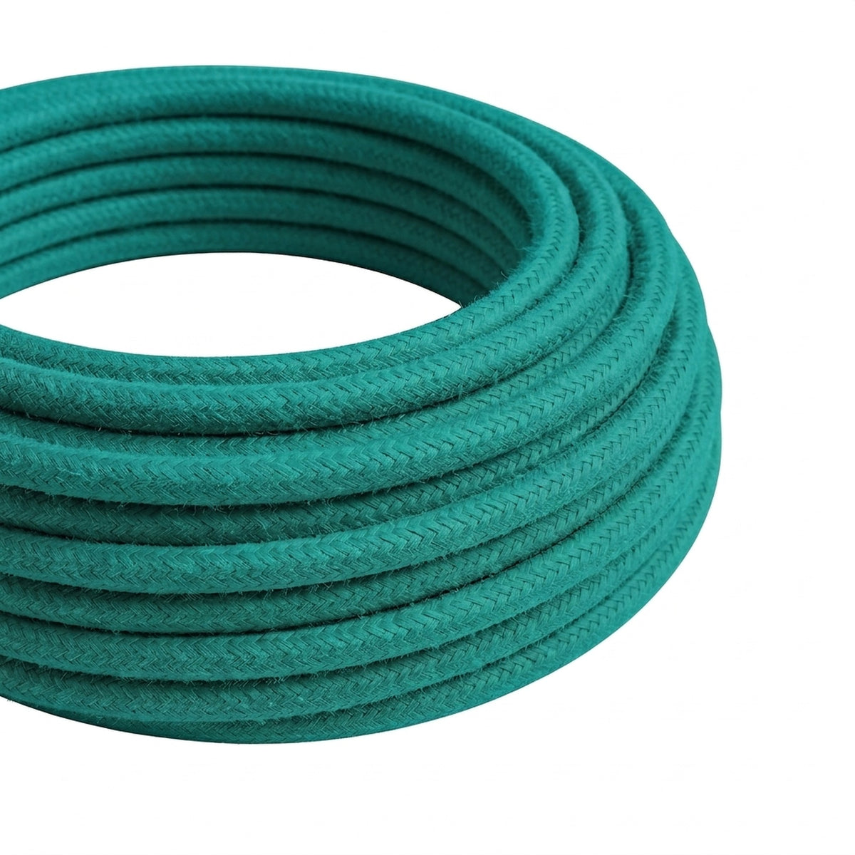 Câble textile rond effet soie Turquoise