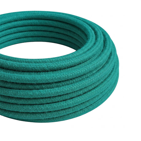 Câble textile rond effet soie Turquoise