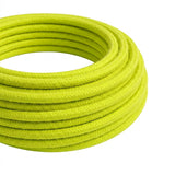 Câble textile rond effet soie fluo Jaune