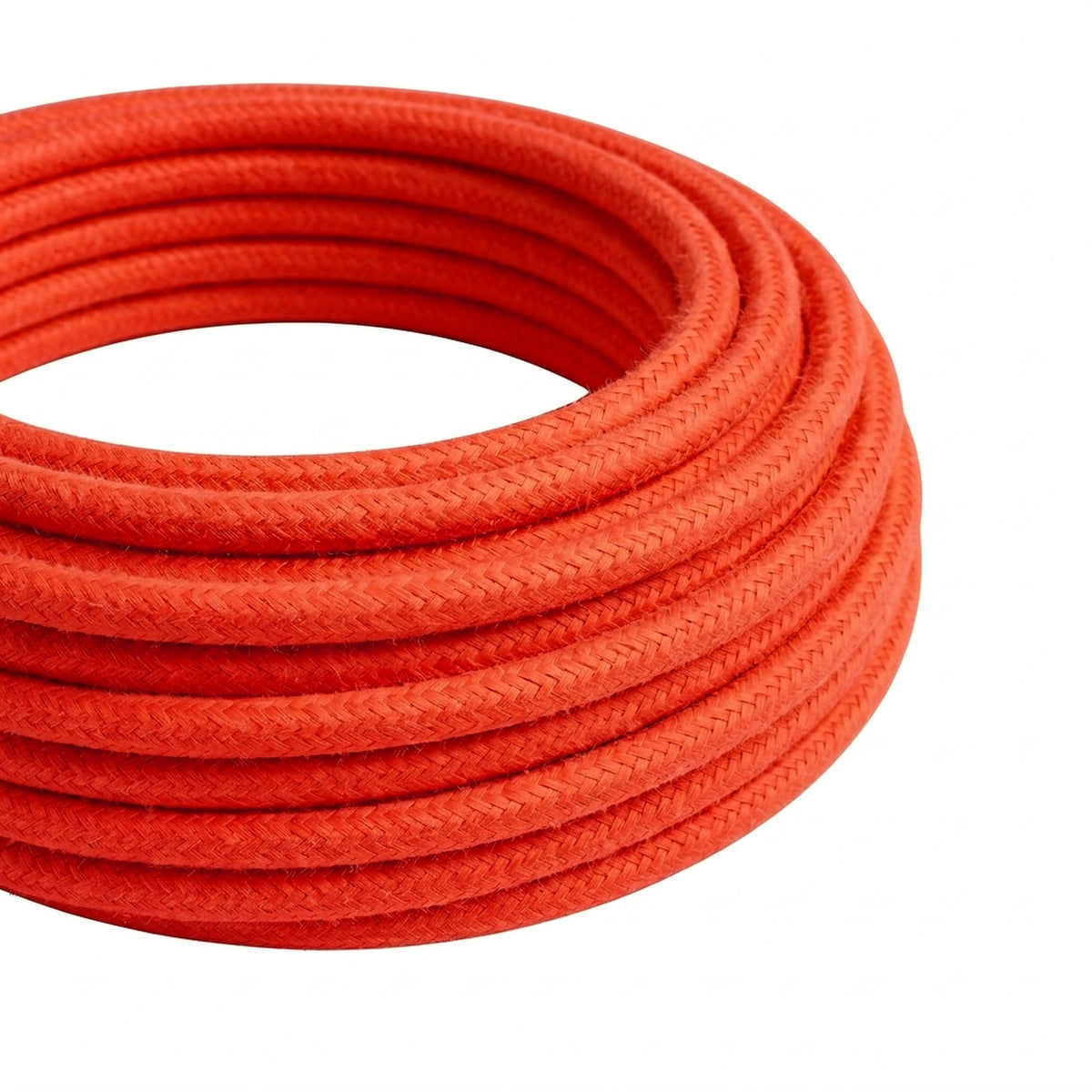Câble textile rond effet soie fluo Orange